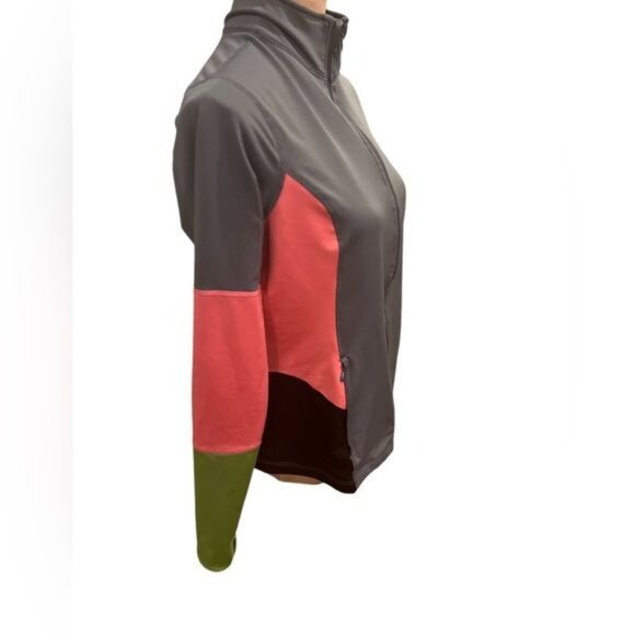 Spanx Women’s Jacket Size Large Mod Bod Zip Up Gray Colorblock Athleisure Gym - Picture 3 of 11